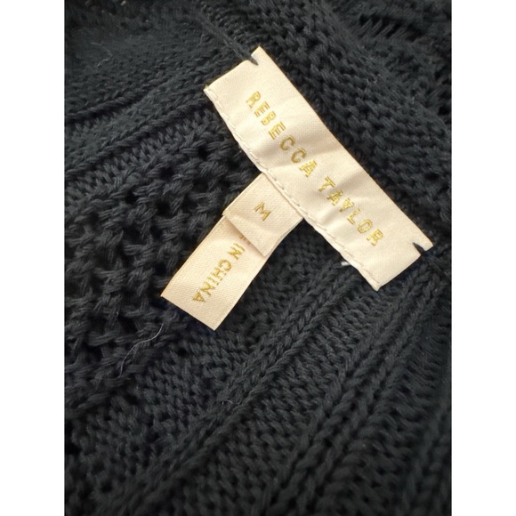 Rebecca Taylor Ribbon Tie Crochet Cardigan Black Size Medium - Picture 5 of 7